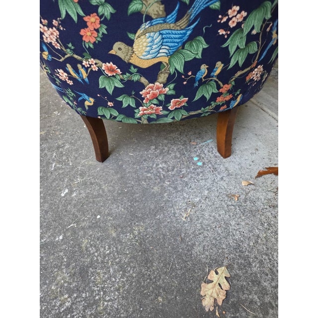 Pair of Vintage Queen Anne Wingback Chairs in Sanderson Chinoiserie Hall Upholstery For Sale - Image 17 of 17