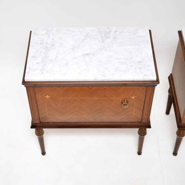 Vintage Italian Marble Top Bedside Cabinets, 1950s, Set of 2 For Sale - Image 6 of 12