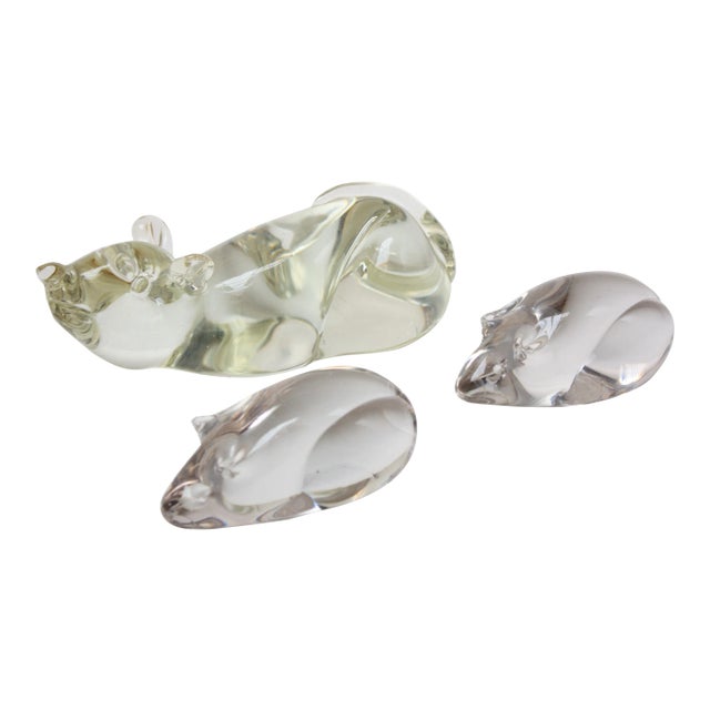 Vintage Crystal Mice Paperweights - Set of 3 For Sale