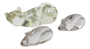 Vintage Crystal Mice Paperweights - Set of 3