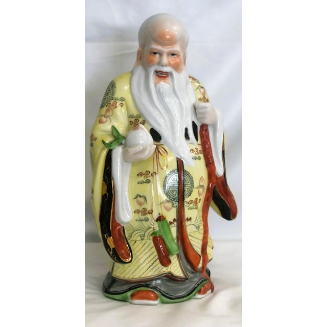 White Vintage Shou Xing Chinese God of Longevity Figurine For Sale - Image 8 of 8