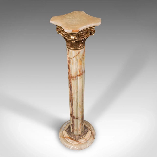 1950s Vintage Onyx Italian Decorative Jardiniere Stand For Sale - Image 6 of 13