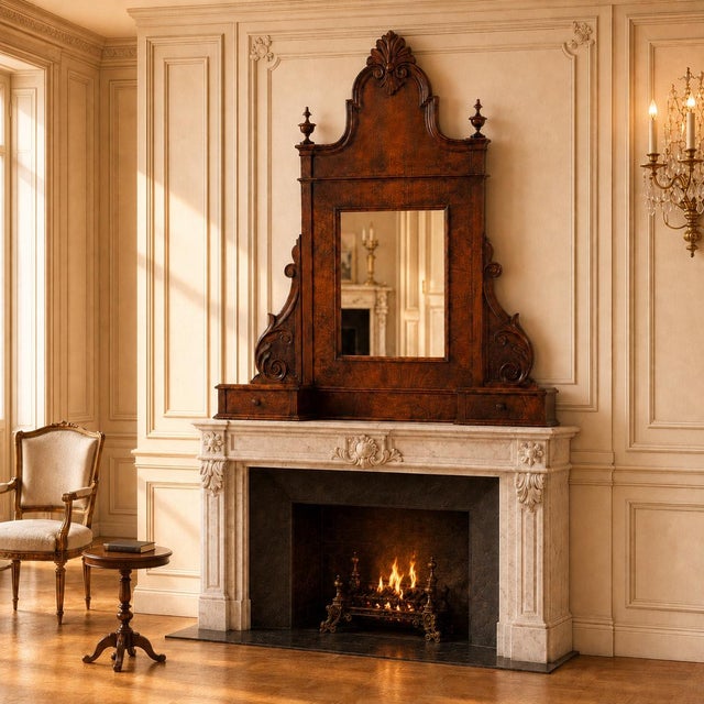 Italian Carved Walnut Dressing Mirror from Cucchi & Sola, 1850 For Sale - Image 6 of 7