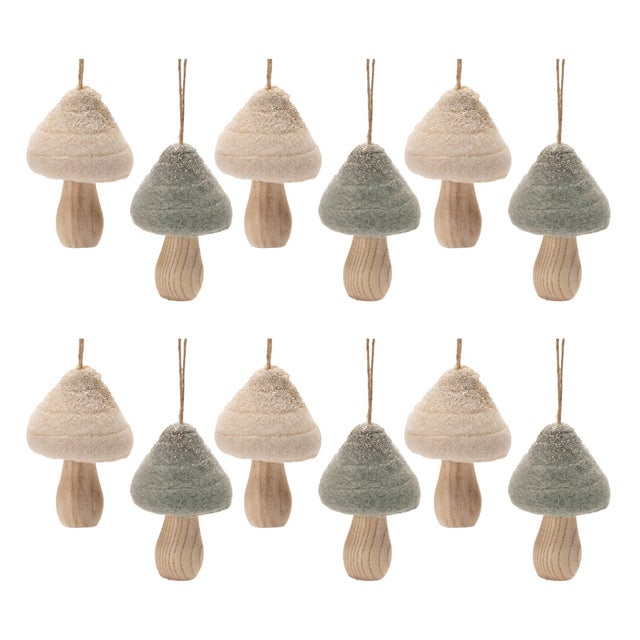 2020s Felt Fabric Mushroom Ornament (Set of 12) For Sale - Image 5 of 5