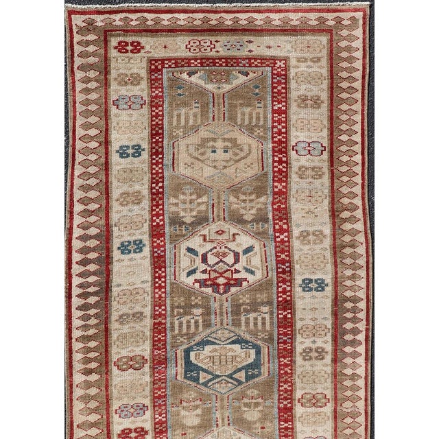 Brown Persian Hand Knotted Antique Serab Runner in Tribal Design With Medallions 3'0 X 8'10 For Sale - Image 8 of 12