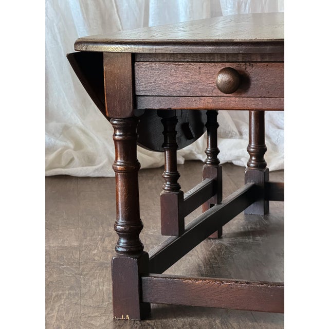 English Late 20th Century Drop Leaf Coffee Table For Sale - Image 3 of 6