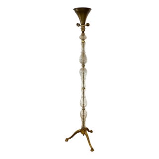 French Floor Lamp with Glass Column, 1960s For Sale