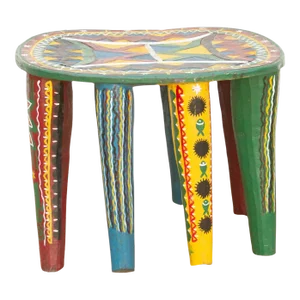 Large Vintage Painted Nupe Tribe End Table