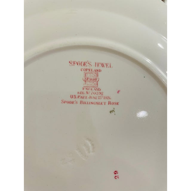 1920s Spode 4-Piece Plate Set, Billingsley Rose, 1926, Old Red Backstamp For Sale - Image 5 of 6