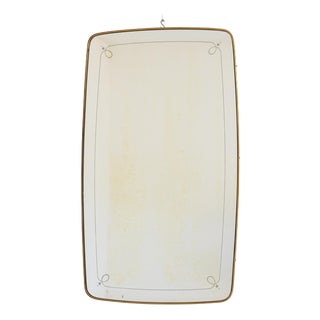 Rectangular Mirror with Brass Frame, 1960s For Sale
