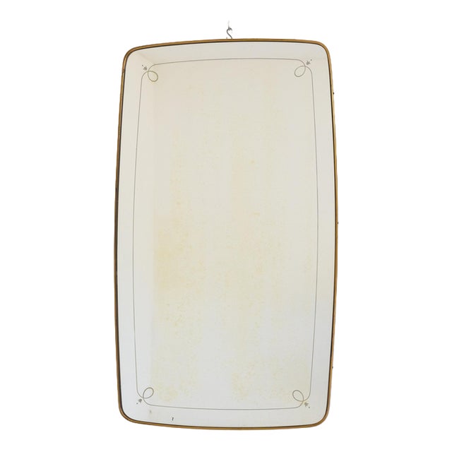 Rectangular Mirror with Brass Frame, 1960s For Sale