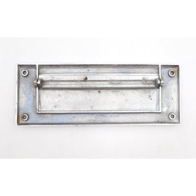 Mid 20th Century Vintage 9.875 In. Rectangular Chromed Brass Mail Slot Set For Sale - Image 5 of 8