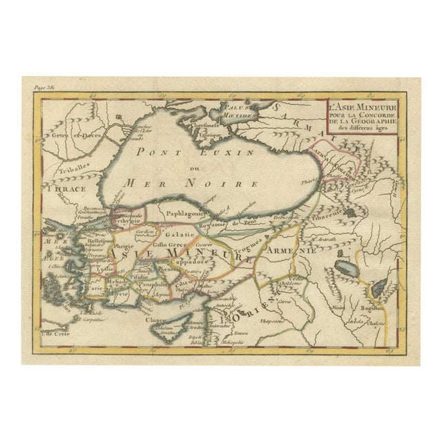 Antique Asia Minor Map with Classical Regions by Pluche, 1765 For Sale