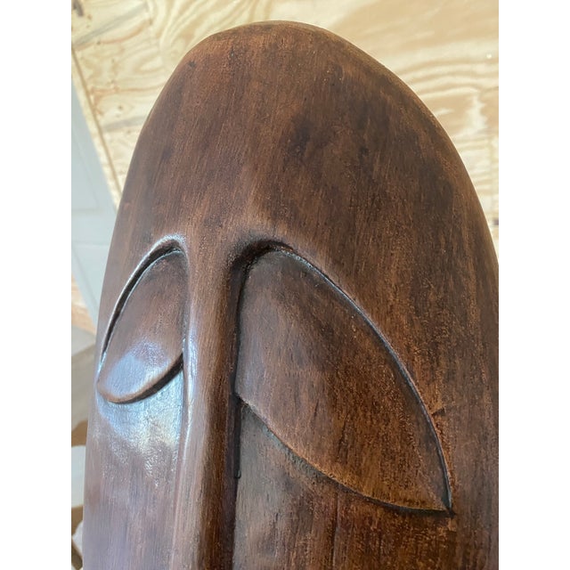 Large Meditative Carved Wood Sculpture For Sale - Image 6 of 11