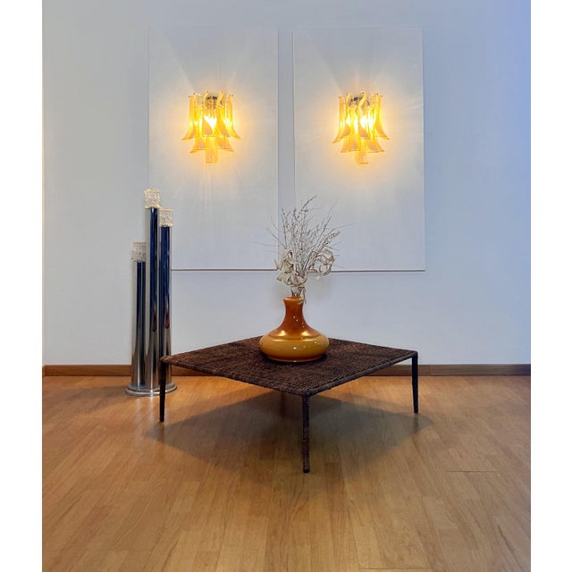 Vintage Italian Murano Wall Lights with Caramel Lattimo Glass Petals in the Manner of Mazzega, 1990, Set of 2 For Sale - Image 4 of 18