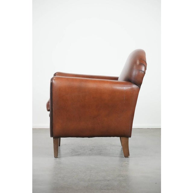 1990s Art Deco Club Chair in Sheepskin Leather For Sale - Image 5 of 14