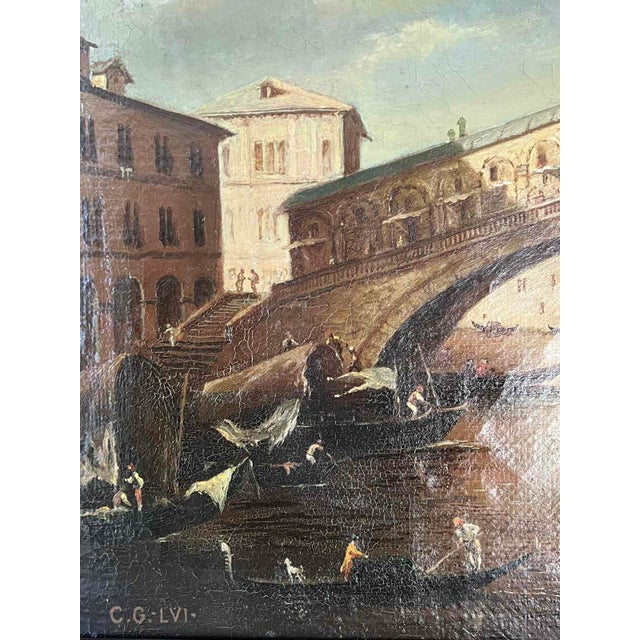 Venice Grand Canal, Italy, Oil on Canvas, 19th Century For Sale - Image 8 of 11