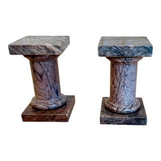 1950s Rare Italian Breccia Pernice Marble Column Bookends - Pair For Sale