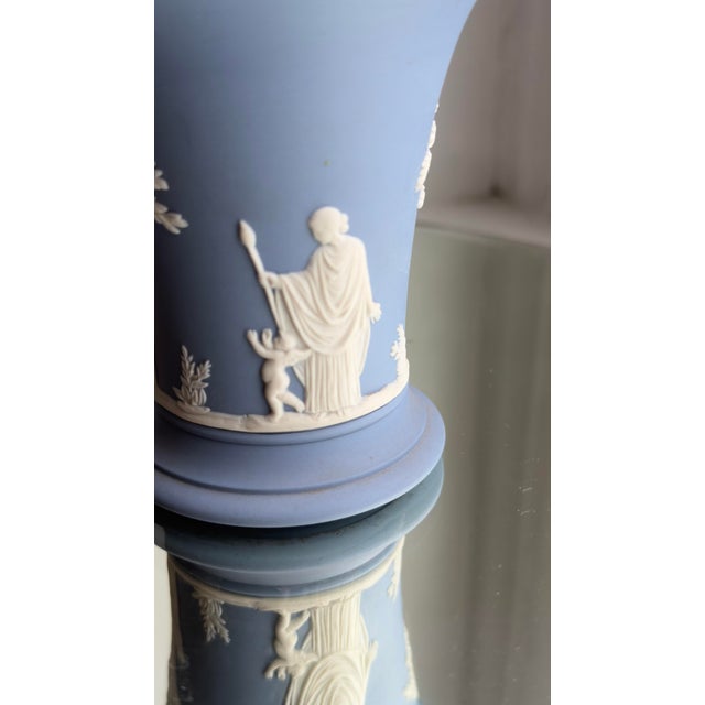 Josiah Wedgwood Wedgwood Pale Blue Jasperware Posey Pot Vase For Sale - Image 4 of 11