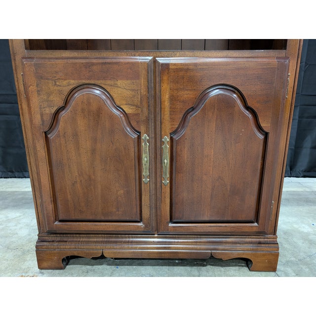 1970s Attributed Hooker Furniture Dark Wood Display Cabinet With Lower Storage For Sale In Seattle - Image 6 of 7