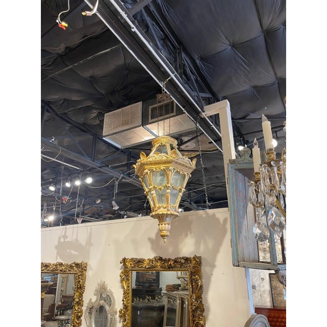Wood 19th Century Italian Carved and Giltwood Lantern For Sale - Image 7 of 9
