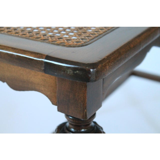 Antique Wood Bench With Caned Seat For Sale - Image 9 of 15
