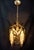 Vintage Brass Chandelier Pendant Light French Style Floral Glass Ceiling Fixture For Sale - Image 9 of 12