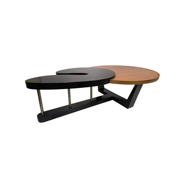 Large Biomorphic Kidney Shaped Two-Tone Mahogany & Black Coffee / Cocktail Table For Sale - Image 13 of 18