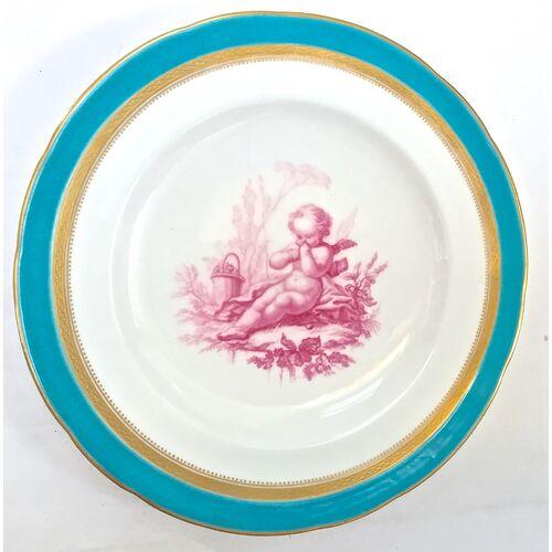 Minton Set of 6 Antique Minton Cherub Plates For Sale - Image 4 of 13