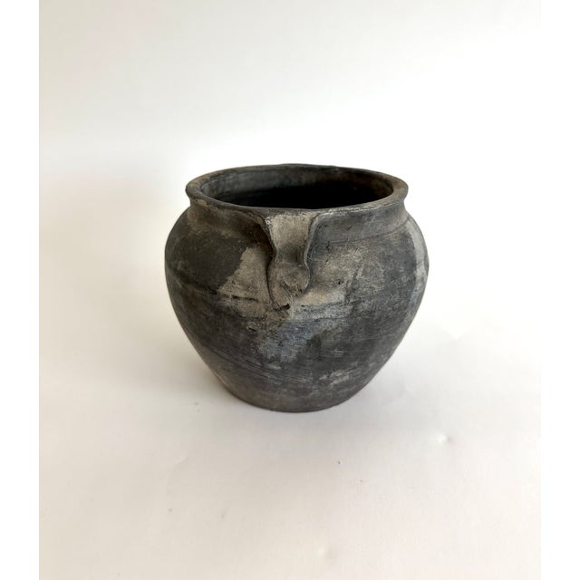 Ceramic Rustic Black Gray Pottery Vase For Sale - Image 7 of 10