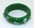 Mid-Century Modern Lucite Bakelite Style Bangle Emerald Green Bracelet With Inlaid Turquoise For Sale - Image 3 of 8