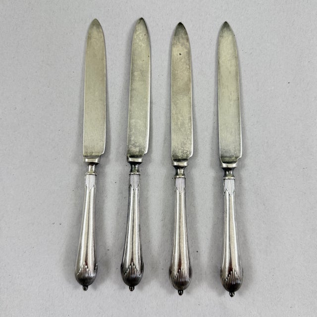 English Walker & Hall, Sheffield, English Aesthetic Silver Plate Fruit Knives, S/4 For Sale - Image 3 of 10