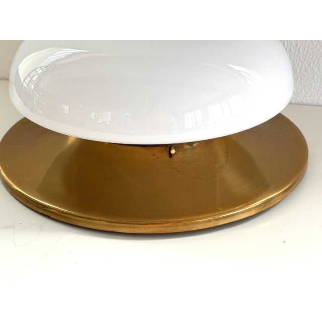 Mid-Century Italian Brass and Glass Flush Mount Light, 1960s For Sale - Image 10 of 16