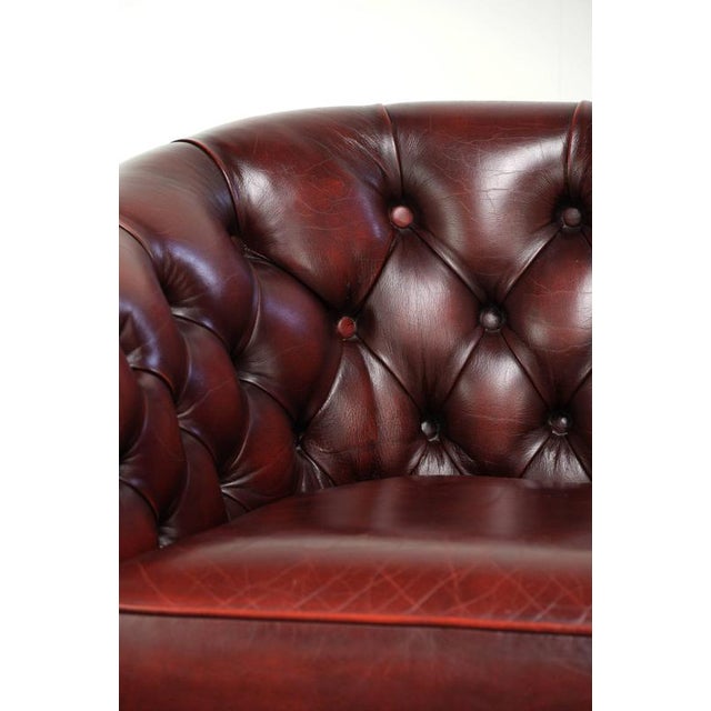 Chesterfield Cowhide Club Armchair in Red For Sale - Image 11 of 14