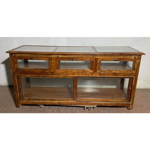 Vintage Exhibitor Counter in Teak For Sale - Image 9 of 13