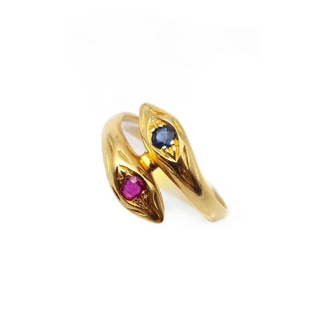 Sapphire and Ruby Snake Ring from Wempe, 1980s For Sale - Image 5 of 7