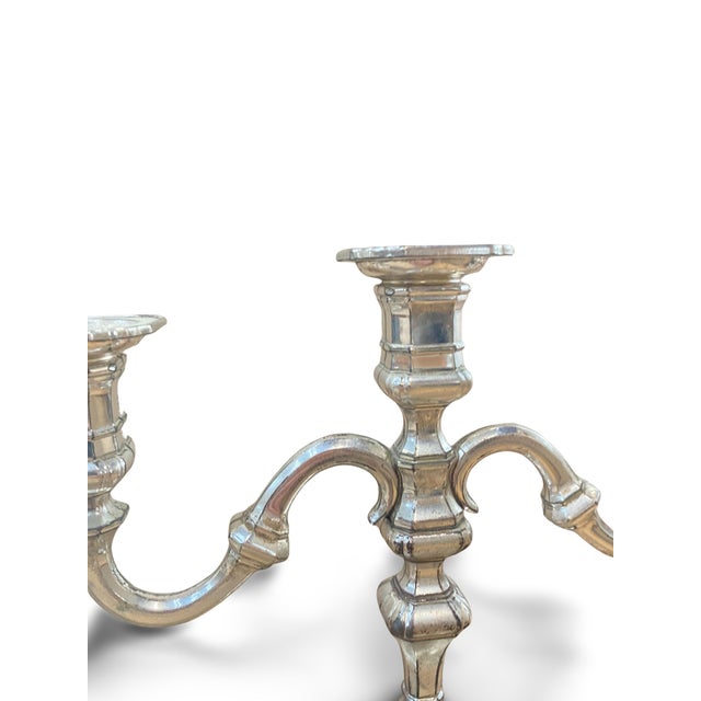 Silver Vintage German Silver-Plated Metal Candleholders, 1960, Set of 2 For Sale - Image 8 of 17