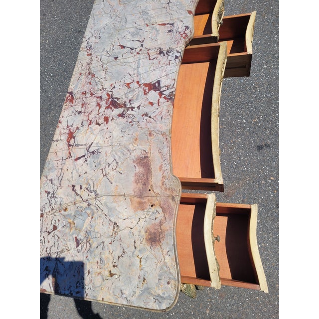 Circa 1920 French Marble Top Vanity or Desk For Sale - Image 9 of 11