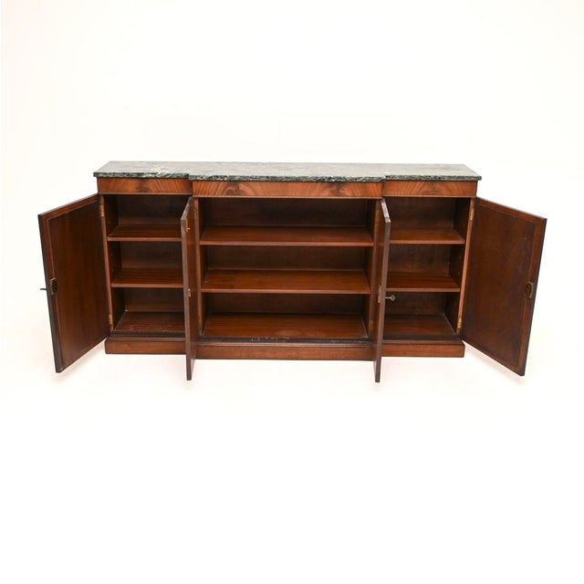 Antique Marble Top Grill Front Sideboard, 1930 For Sale - Image 3 of 11