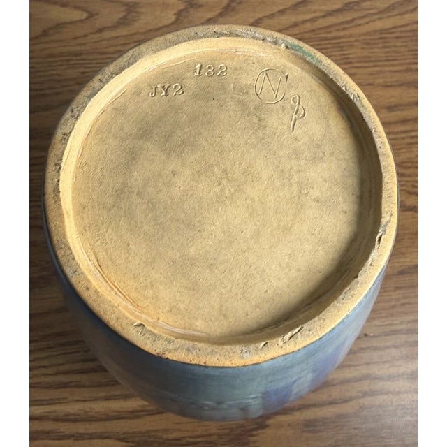 Wood Rare 1919 Sadie Irvine for Newcomb College Pottery "Moon & Pine Trees" Matte Glaze Vase For Sale - Image 7 of 8