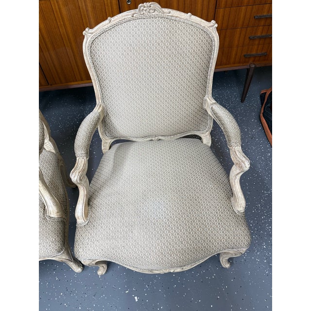 French 1960’s Interior Crafts Polychromed Louis XV Fauteuils (Pair) For Sale - Image 3 of 10