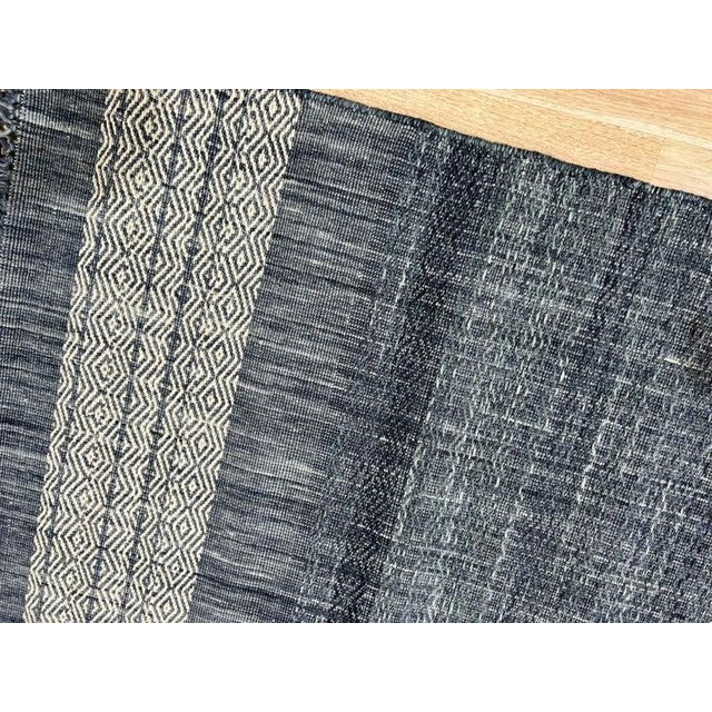 2020s 6x9 Blue Flat Weave Wool Banded Diamond Border Geometric Modern Carpet Rug For Sale - Image 5 of 6