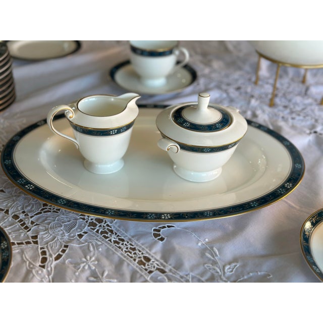 Ceramic 1980s Gold and Blue Porcelain Coffee and Tea Set by Oscar De La Renta. Service for 12 - 40 pcs For Sale - Image 7 of 10