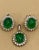 2020s 10 Ct Natural Emerald Zambia Cabochon & Diamond Stud Earring 14 Karat White Gold For Sale - Image 5 of 8