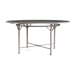 Brown Jordan Venetian 60" Round Dining Table - Glass Top, Dove frame For Sale