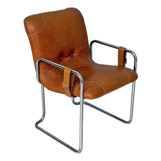 Italian Modern Brown Leather Chair attributed to Guido Faleschini, 1970s For Sale