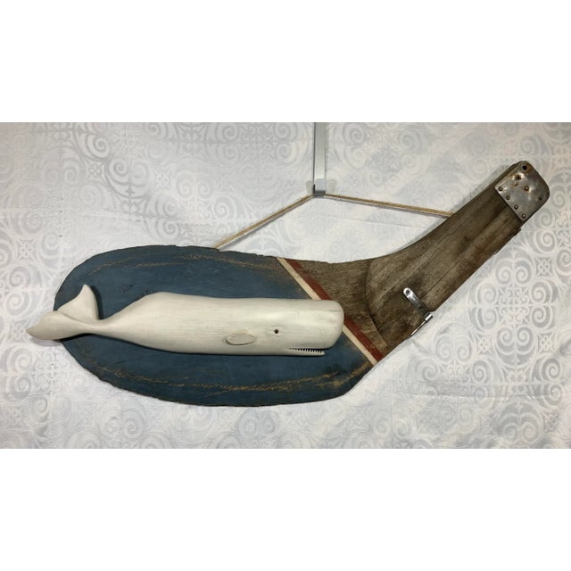 White Vintage Americana White Whale Carving on a Rudder For Sale - Image 8 of 8