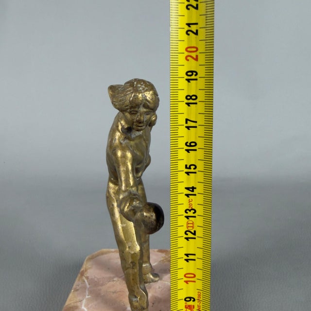 Vintage 20th Century Bocce Player in Bronze with Marble Base For Sale - Image 11 of 12