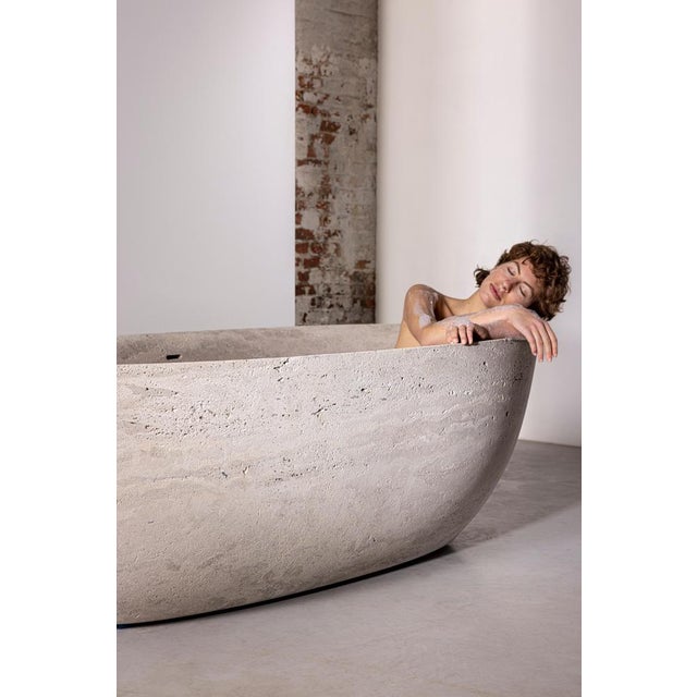 Gray Large Stone Bathtub by Studio Loho For Sale - Image 8 of 10