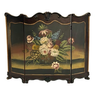 Vintage Florentine Style Hand-Painted Folding Fireplace Screen For Sale